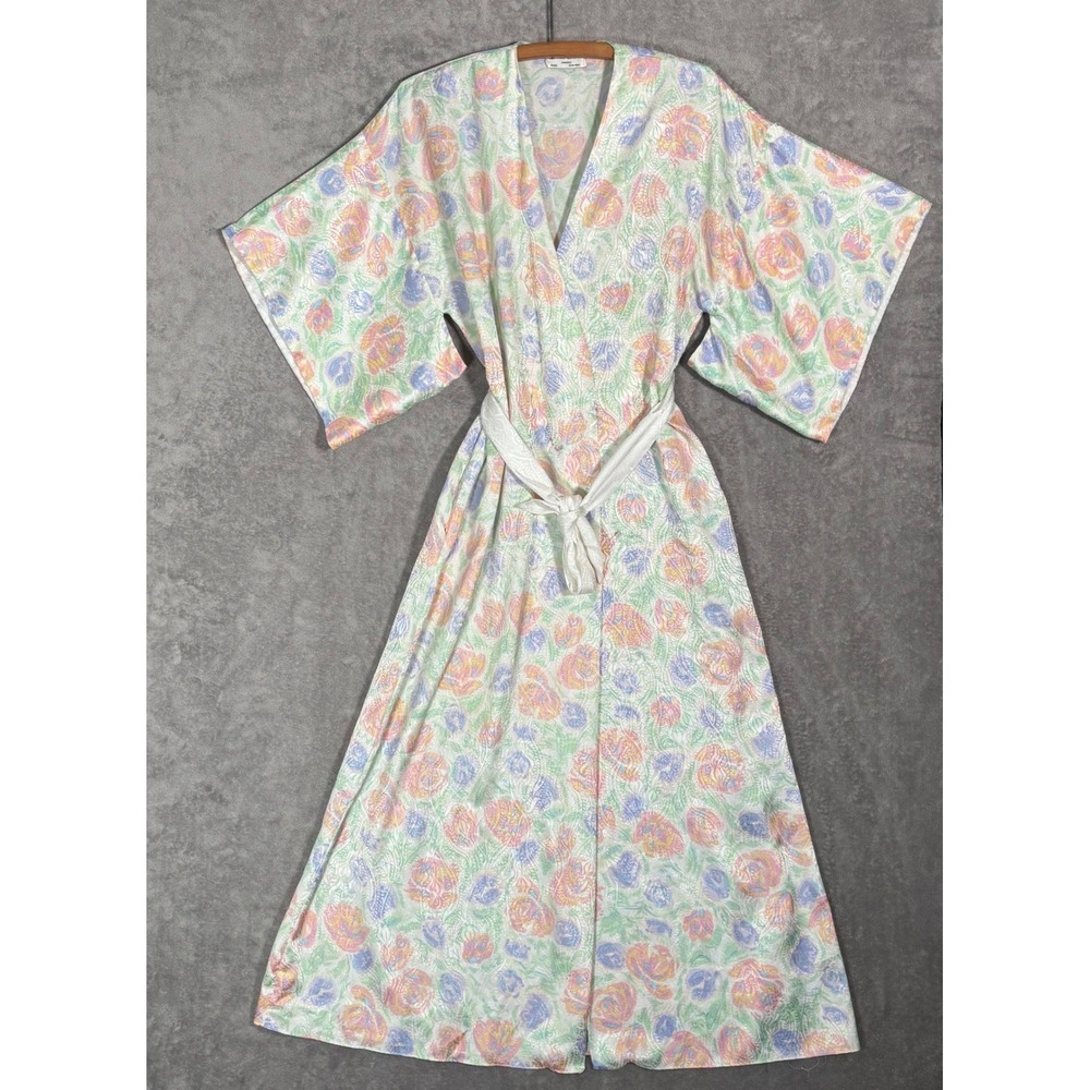 Miss Dior Lingerie Vintage Floral Satin Jacquard Maxi Robe Dressing‎ Gown Pastel